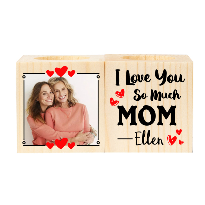 Personalised Photo Block Candle Holder I Love You So Much Wooden Candlesticks for Mother-Jessemade AU