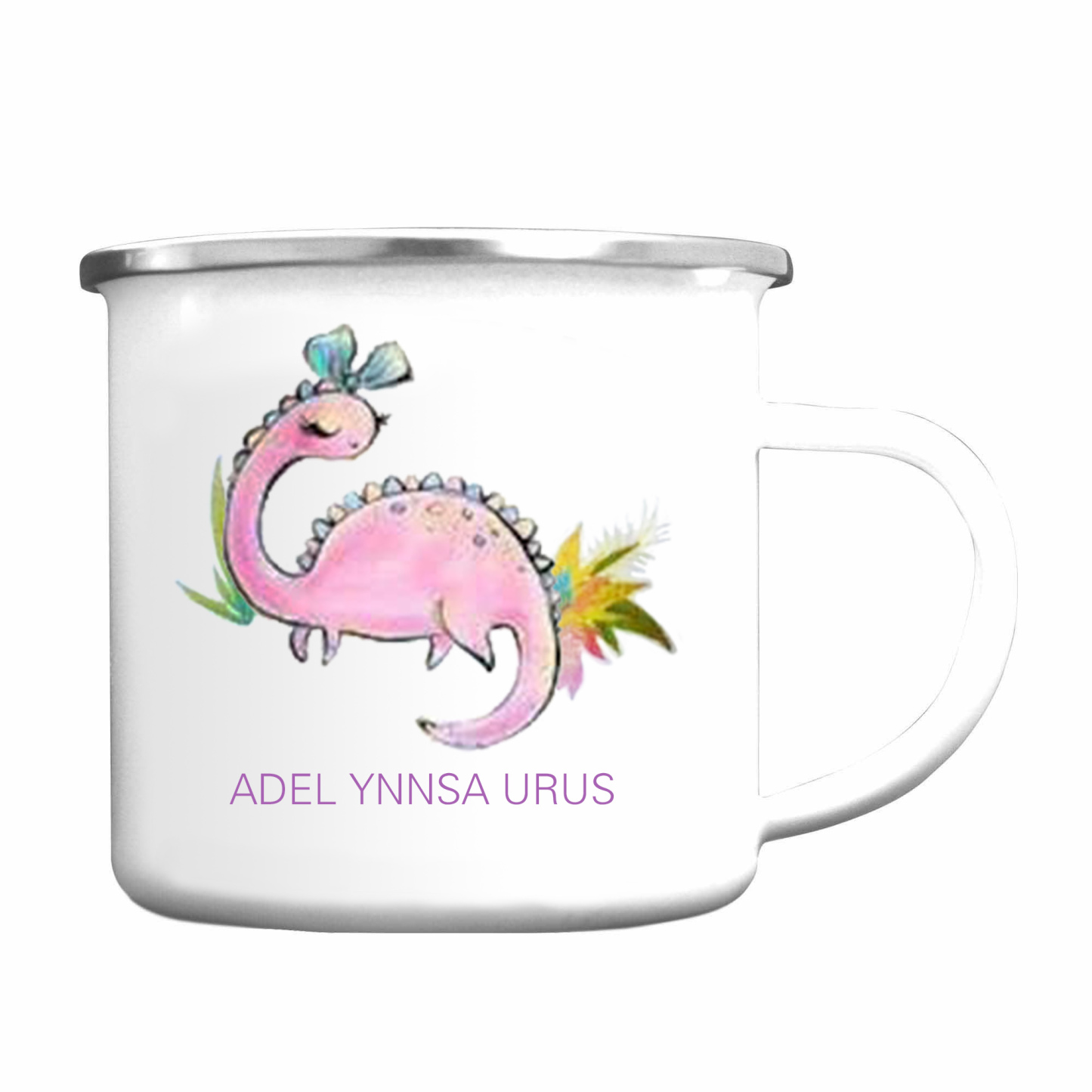 Personalised Enamel Mug Customised Name Dinosaur Cup Camping Mug Birthday Gift for Kids - Brachiosaurus-Jessemade AU