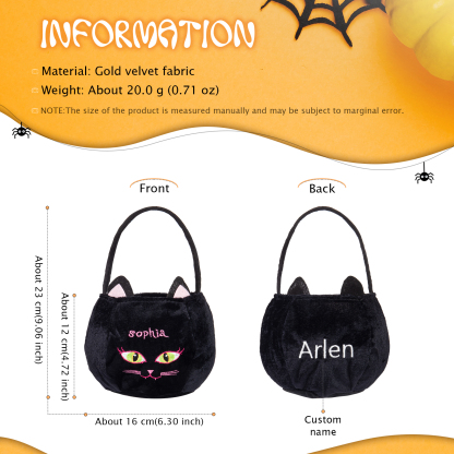 Halloween Tote Bag Custom 1 Name Pumpkin Tote Bag Halloween Candy Bag for Kids-Jessemade AU