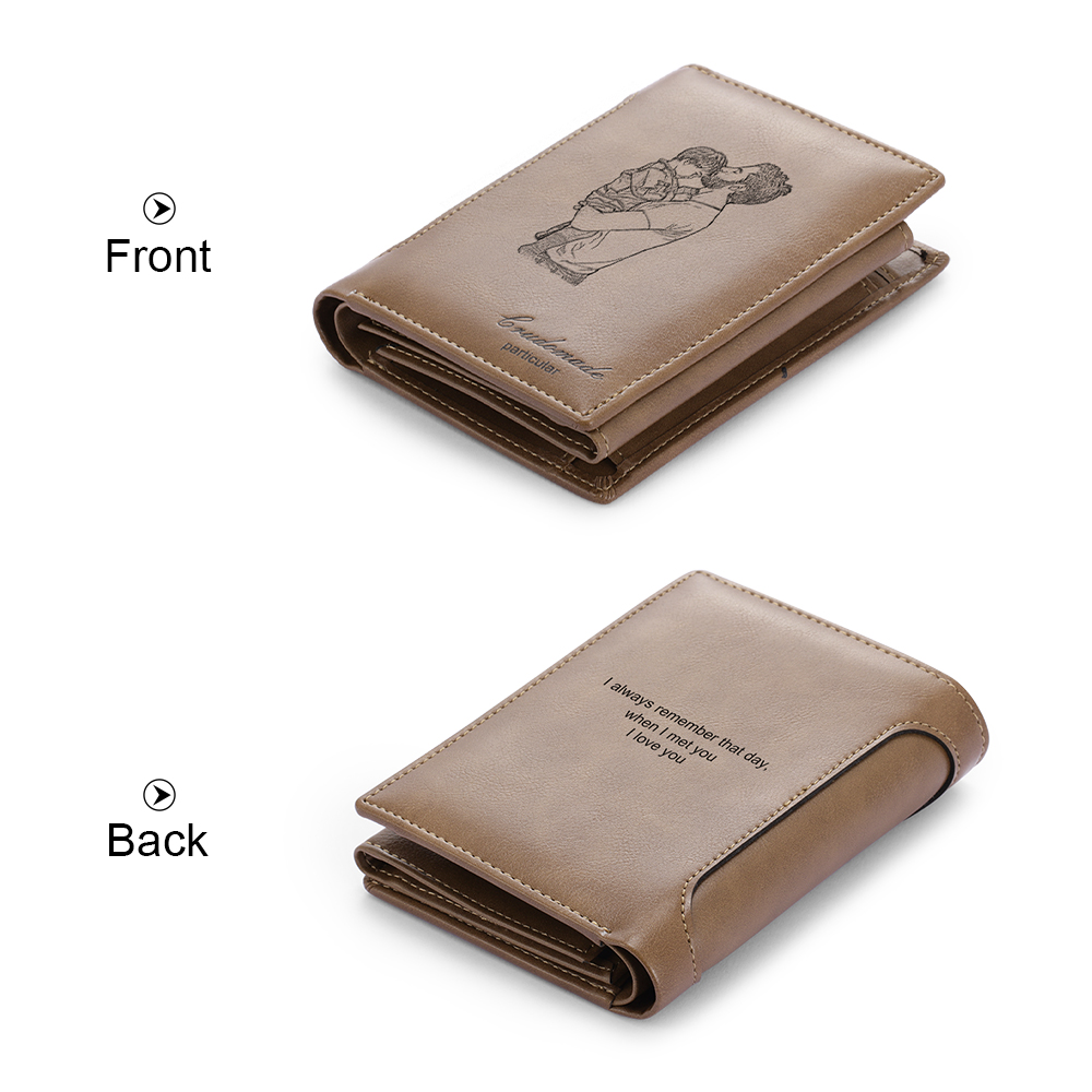 Men's Photo Custom Wallet Brown Personalised Gifts-Jessemade AU