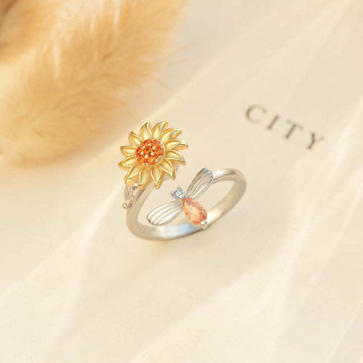 To My Granddaughter Sunflower Fidget Ring "You Are My Sunshine"-Jessemade AU