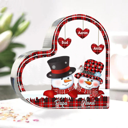 Acrylic Heart Keepsake Customised 5 Names Christmas Snowman Decor Personalised Gifts for Grandma Mum-Jessemade AU