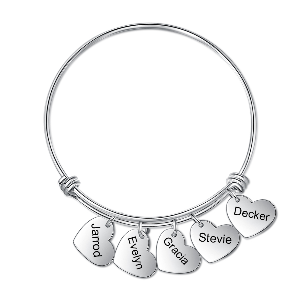 Jessemade Personalised 5 Names-Hearts Bracelet For Her-Jessemade AU