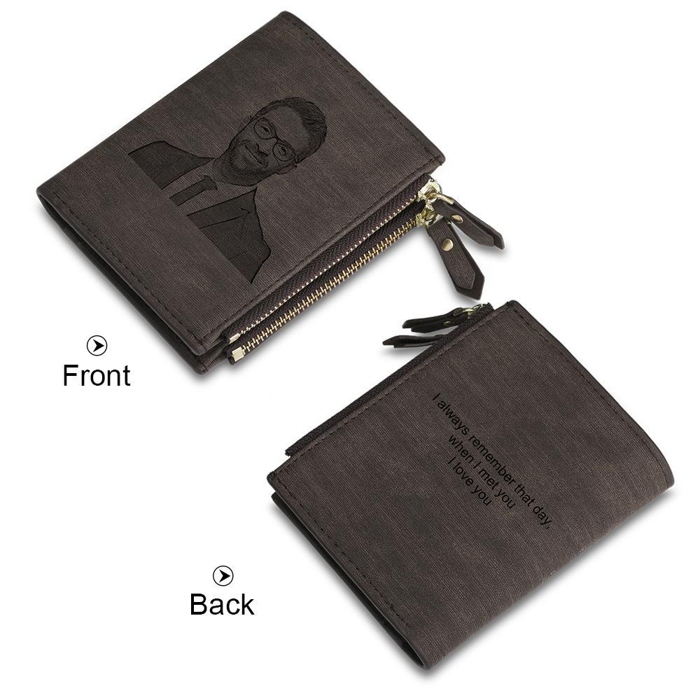 Personalised Leather Wallet Engraved Photo Short Purse Gifts For Men-Jessemade AU