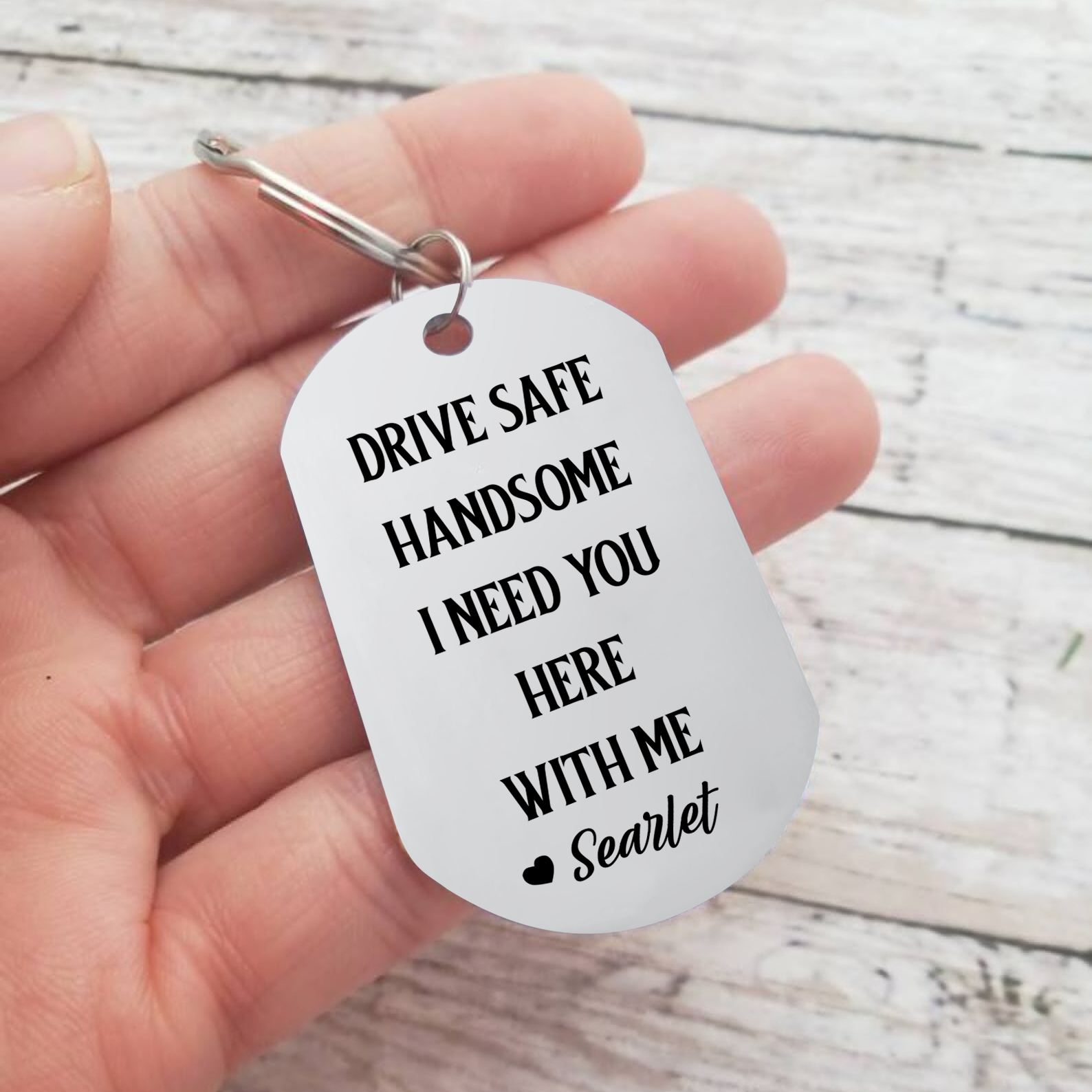 Personalised Keychain Custom Name for Couple "Drive Safe I Need You Here with Me" Valentine's Day Gift-Jessemade AU