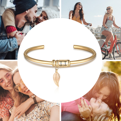 2 Beads Bracelet with a leaf-Jessemade AU