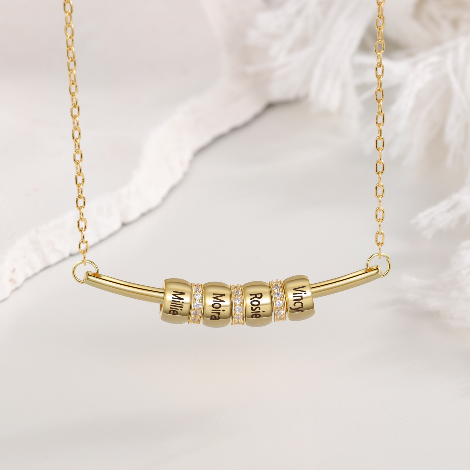 Personalised 4 Beads Simple Women's Necklace