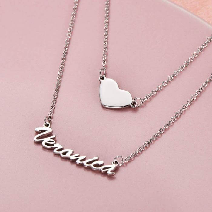 2 layered Name Neckace With Heart-Jessemade AU