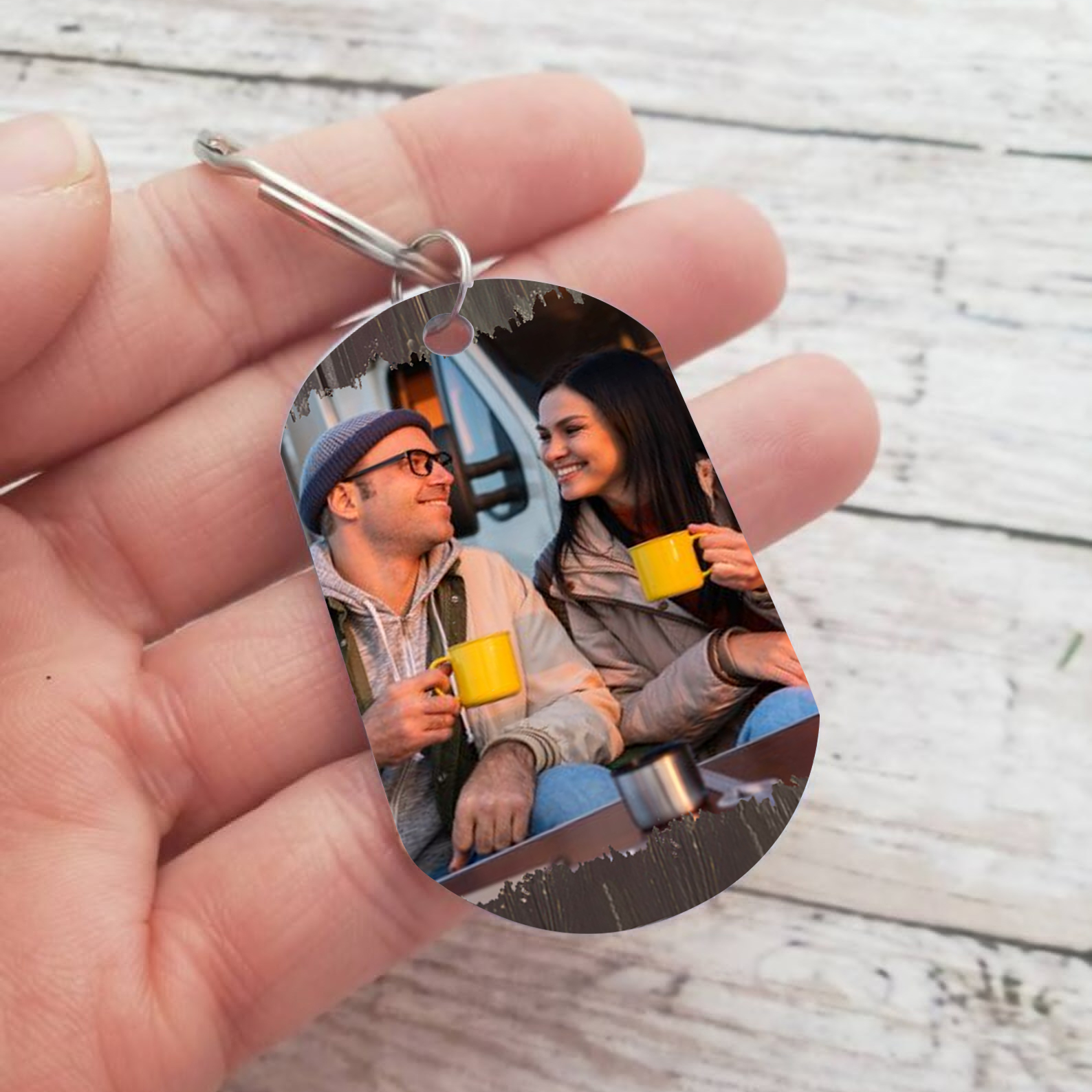 "Keys To The Camper" Custom Photo Keychain Stainless Steel Keyring Personalised Gift for Him/Her-Jessemade AU