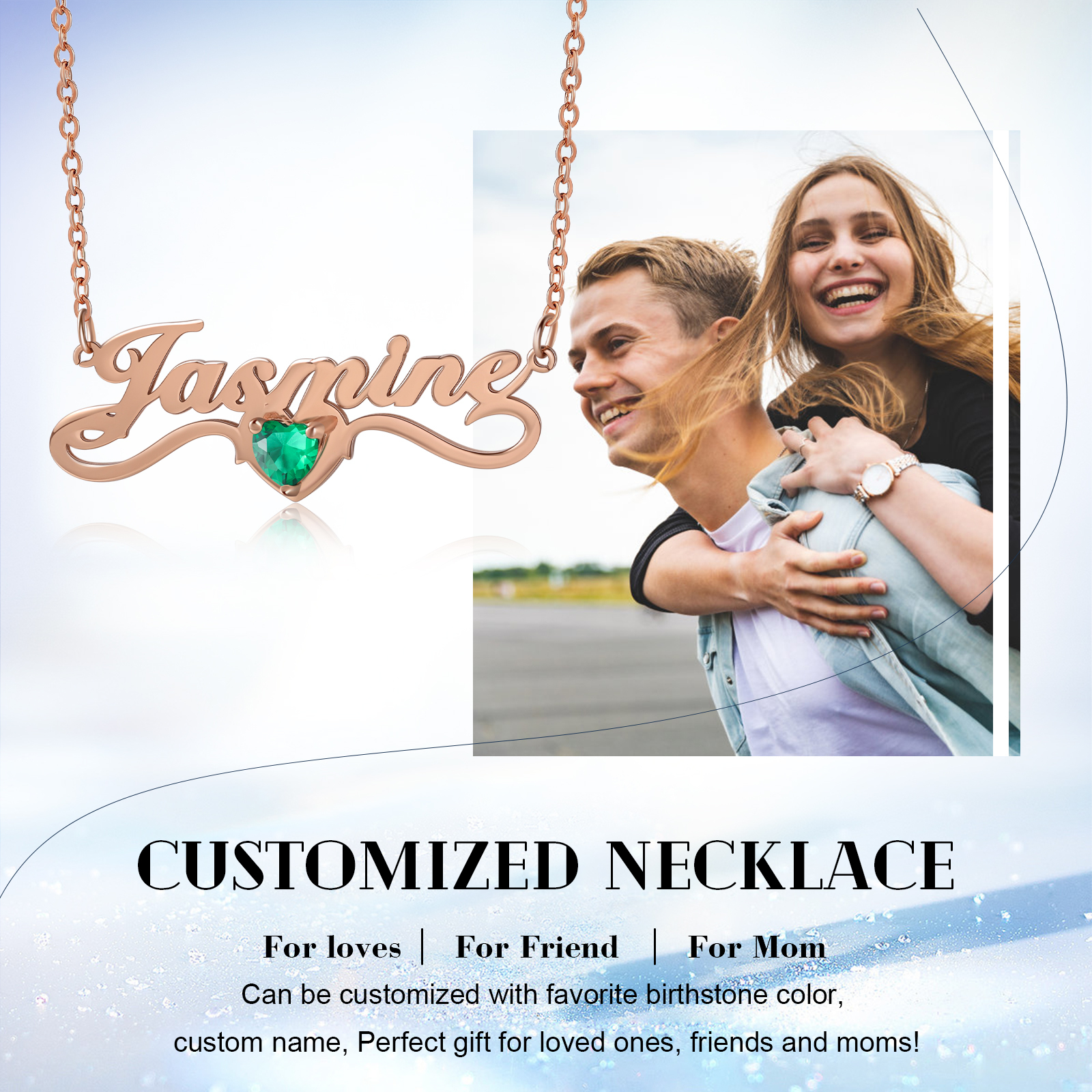 Personalised Women's Necklace Customised Name & Birthstone Necklace Birthday Gift for Her-Jessemade AU