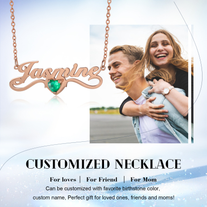 Personalised Women's Necklace Customised Name & Birthstone Necklace Birthday Gift for Her-Jessemade AU