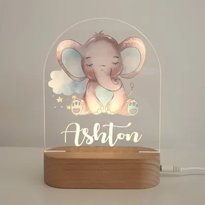 Personalised Elephant Night Light Custom Name LED Lamp Baby Gift for Kids-Jessemade AU