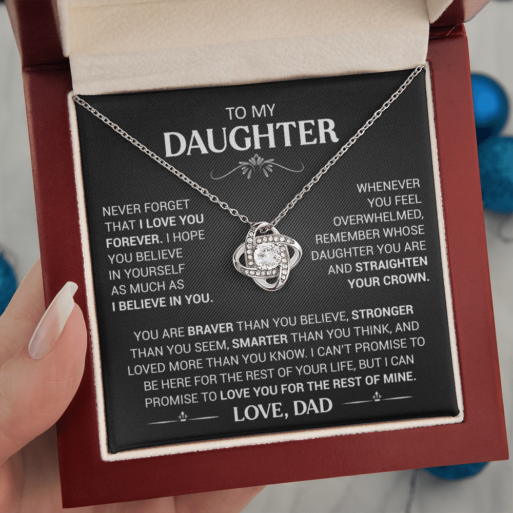To My Daughter Love Knot Necklace Dad to Daughter Necklace Special Birthday Gift for Her - Never Forget That I Love You Forever-Jessemade AU