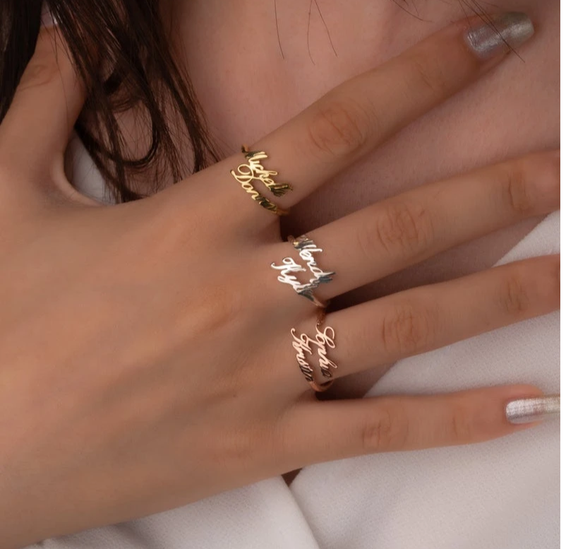 Personalised Name Ring Custom Rings with 2 Names Gifts for Mother Ring-Jessemade AU