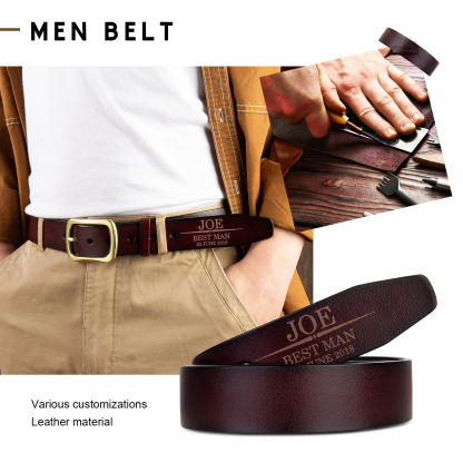Personalised Genuine Leather Belt Engraved Names Men's Belt for Him-Jessemade AU