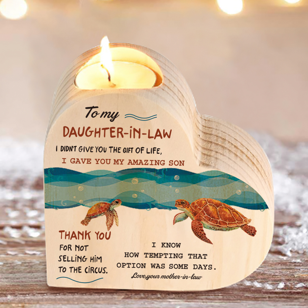 To My Daughter-in-law Wooden Heart Candle Holder "I didn't give you the gift of life" Gifts For Daughter-Jessemade AU