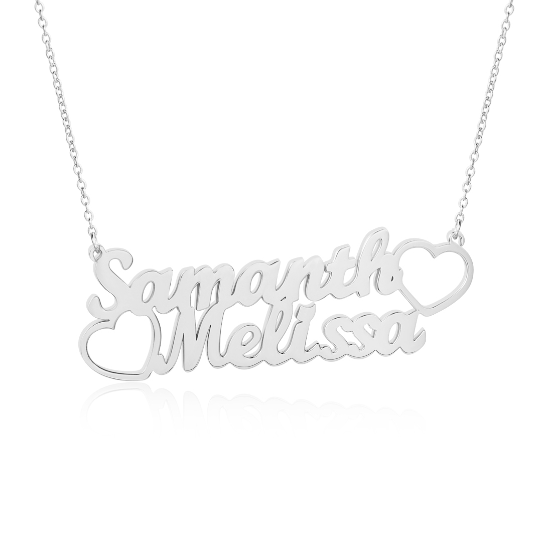 Personalised Heart Necklace Custom 2 Names Necklace Gift For Women-Jessemade AU