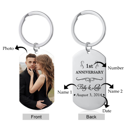 Personalised Photo Keychain for Couple Custom Date and Name Keychain Anniversary Gifts-Jessemade AU