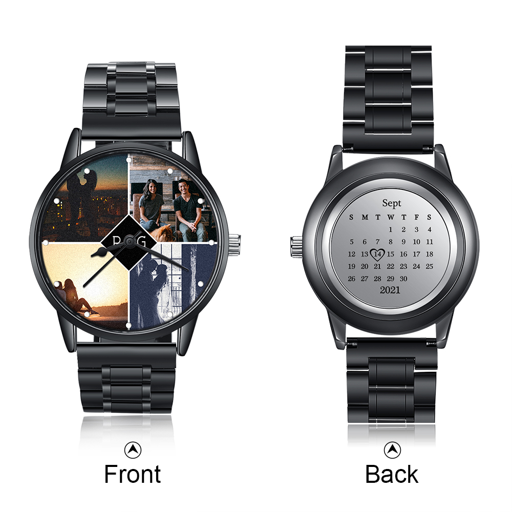 Personalised Photo Watch Custom 4 Photos Mechanical Watch Date Keepsake Gifts for Him-Jessemade AU