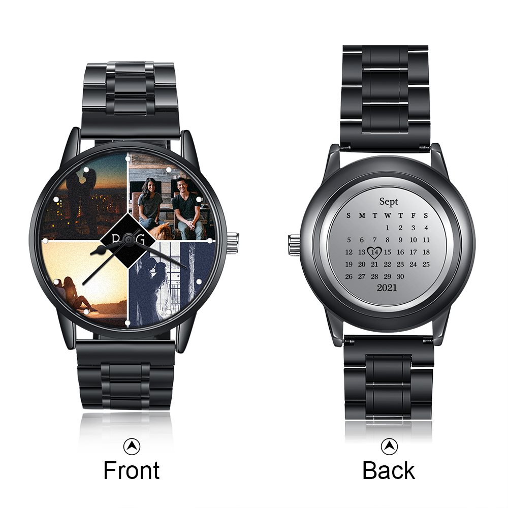Personalised Photo Watch Custom 4 Photos Mechanical Watch Date Keepsake Gifts for Him-Jessemade AU