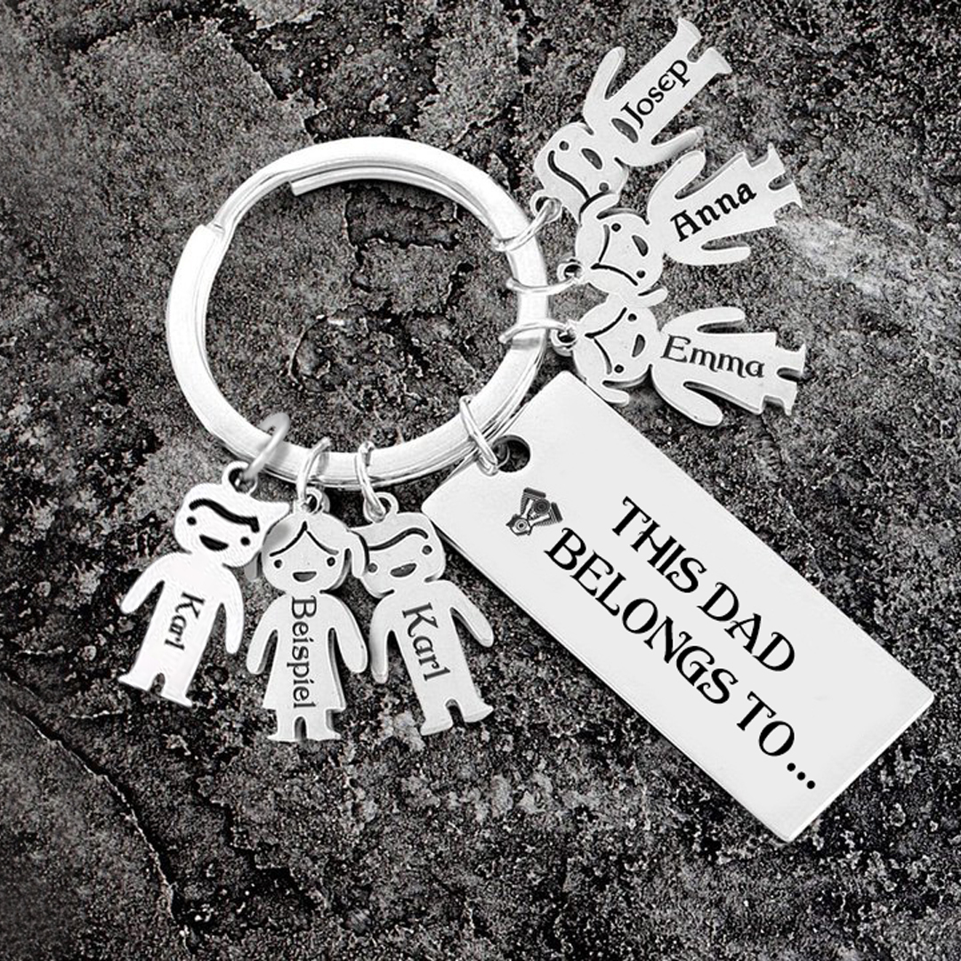 6 Names Personalised 6 Children's Name Keychain This Dad Belongs To Keyring-Jessemade AU