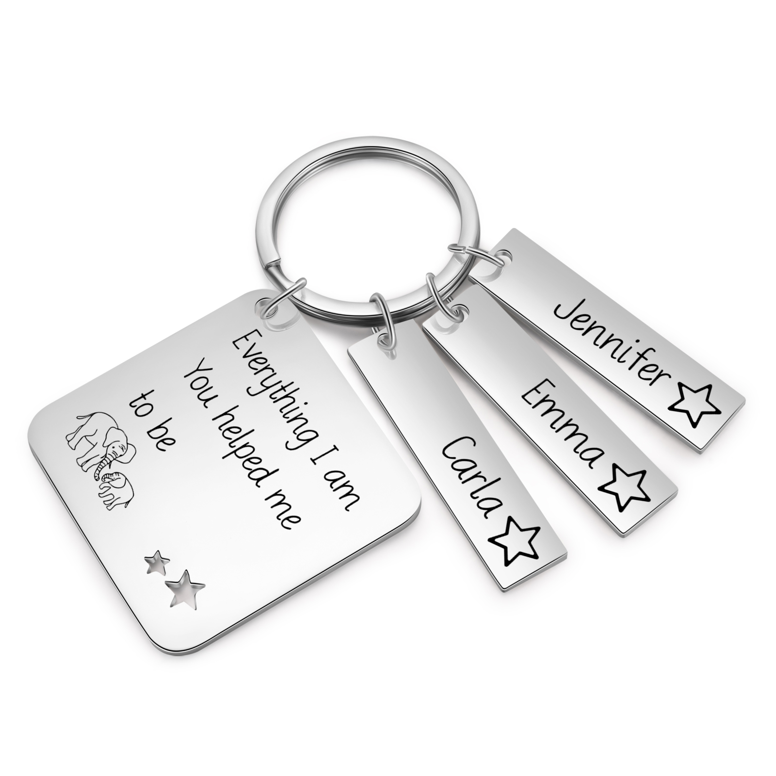 Personalised 3 Names & 1 Text Keychain Elephant Family Keychain Gifts for Father/Mother/Grandma/Grandpa-Jessemade AU