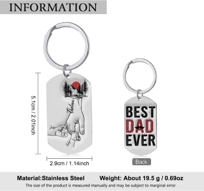 Best Dad Ever - Personalised 3 Names Holding Hands Keychain Custom Family Keychain Father's Day Gifts-Jessemade AU