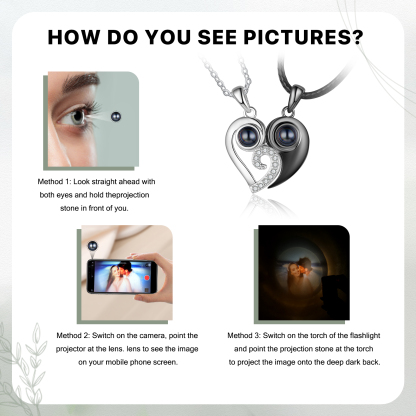 Personalised Heart Couple Necklace Set Custom Photo Projection Necklace Romantic Gifts For Him/Her-Jessemade AU