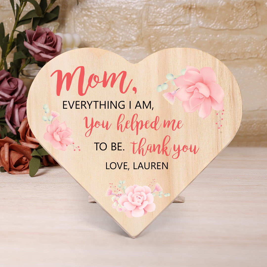 To My Mom Personalised Wooden Heart Keepsake Desktop Ornament "For all the times I forgot to thank you" Mothers Gifts-Jessemade AU