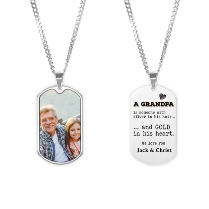Personalised Photo Necklace Engraved Tag Keyring Gifts for Grandpa-Jessemade AU