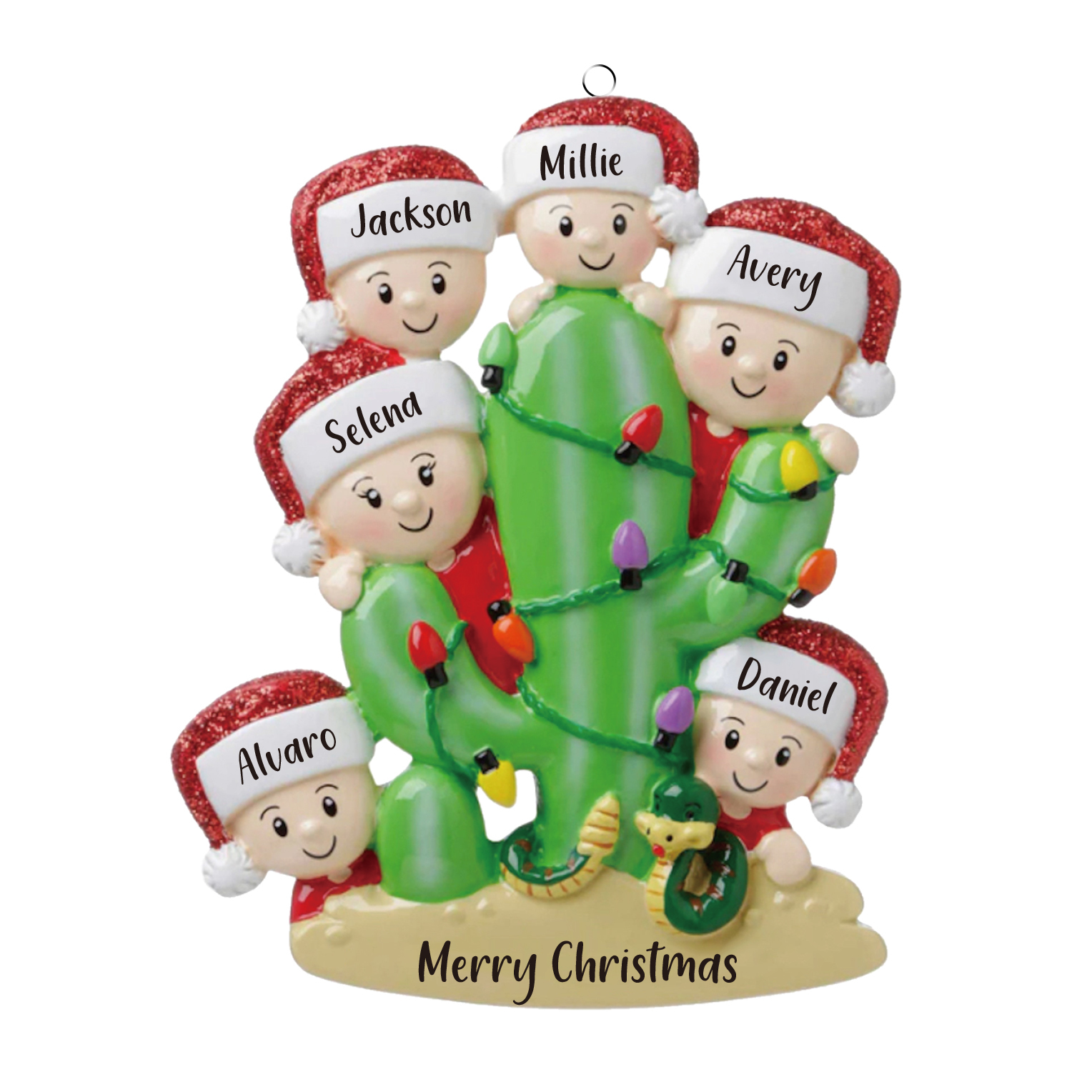 6 Names - Personalised Cactus Ornament Customised Name & Text Christmas Tree Wooden Decor Gift for Family and Friends-Jessemade AU