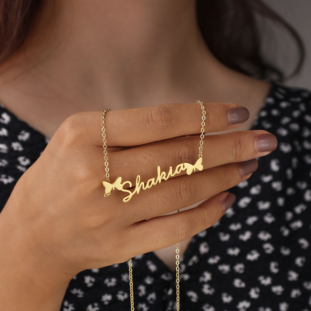Personalised Butterfly Necklace Custom 1 Name Necklace Gift For Women-Jessemade AU