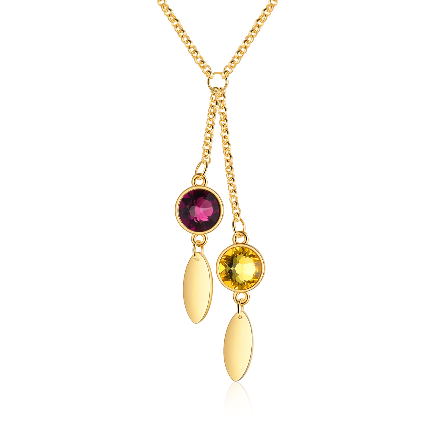 Personalised Bar Necklace With 2 Birthstones Engraved Names Necklace Best Gift For Mother-Jessemade AU