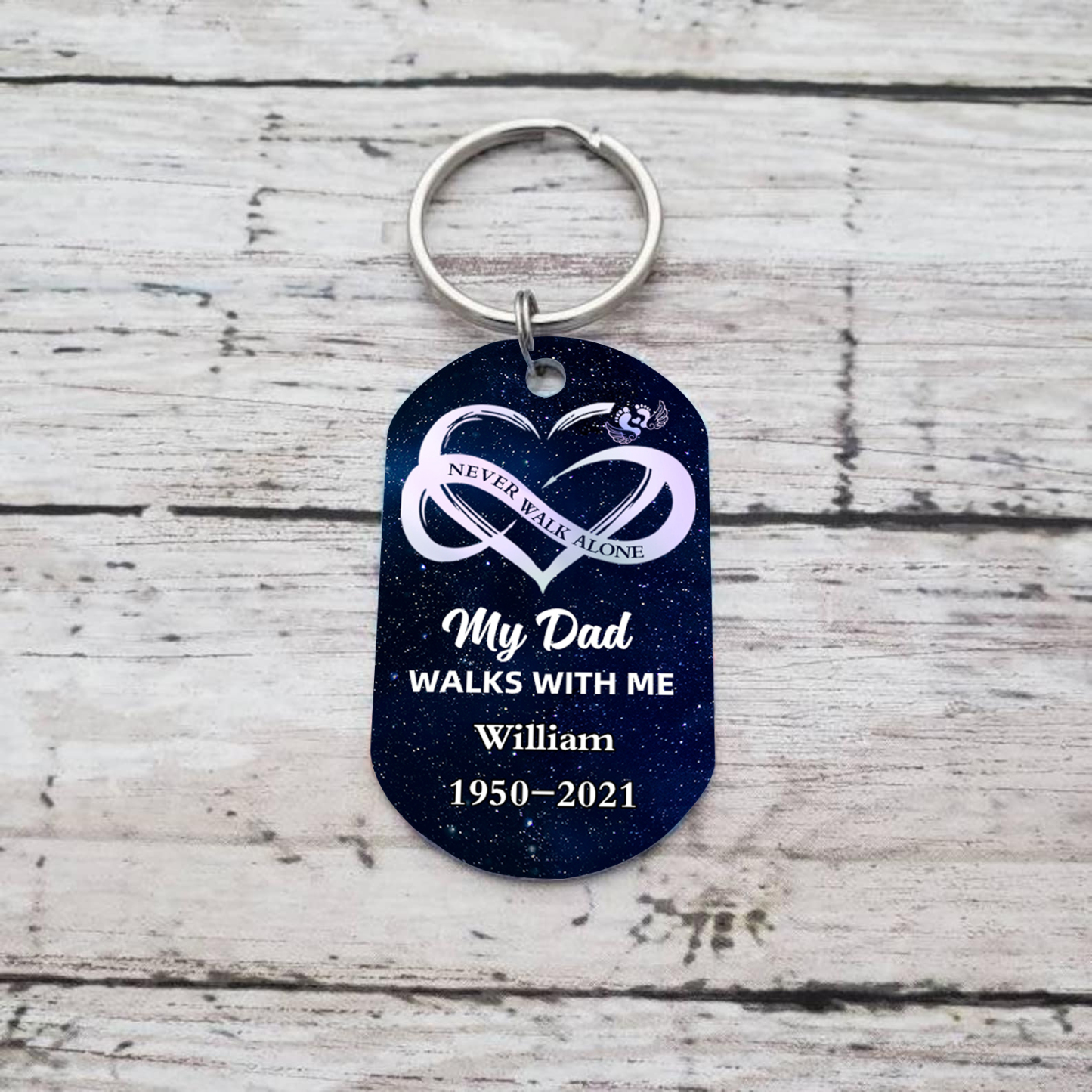 Memorial Photo Keychain Custom Name & Text & Date Keyring Infinite Love Personalised Gifts -  Never Walk Alone-Jessemade AU