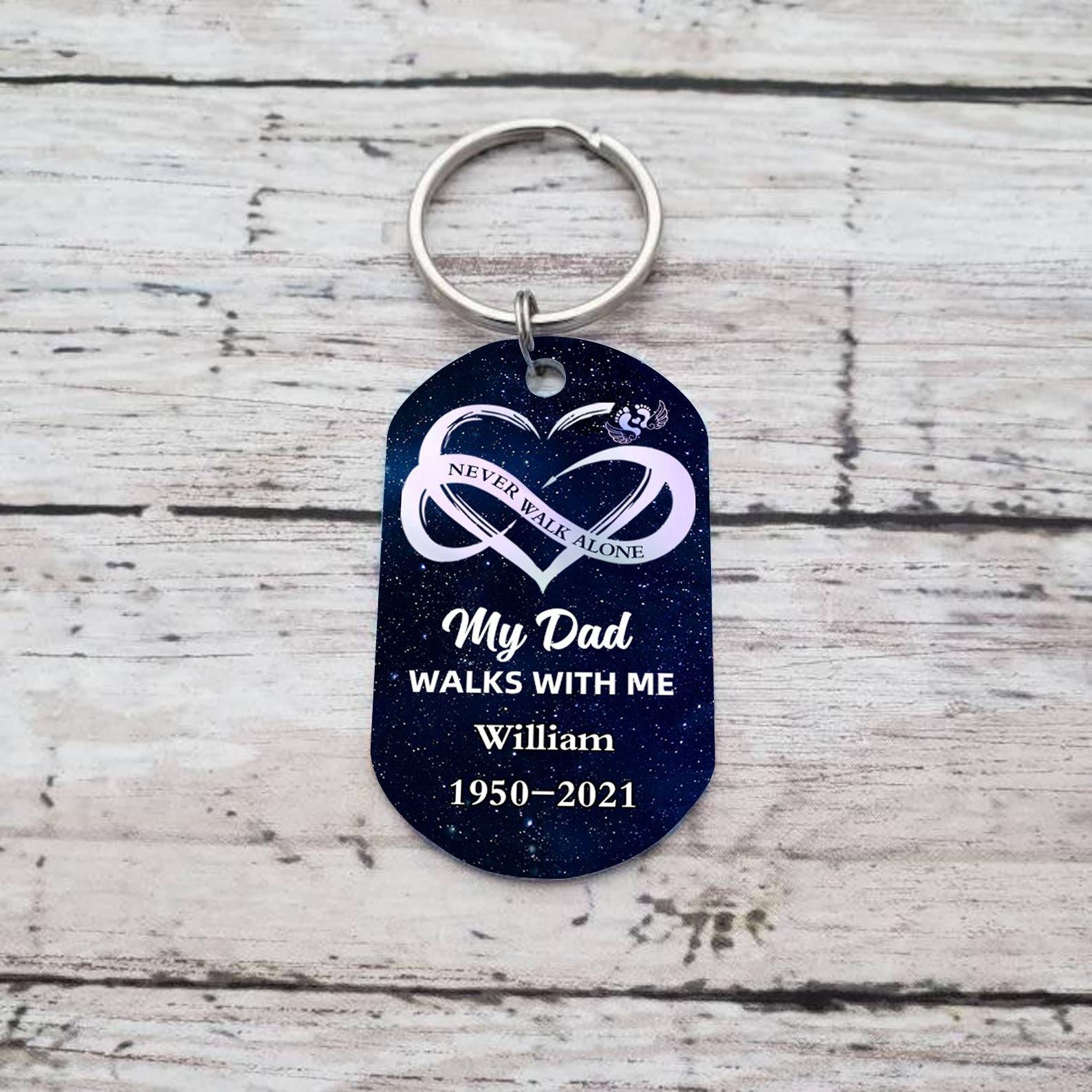 Memorial Photo Keychain Custom Name & Text & Date Keyring Infinite Love Personalised Gifts -  Never Walk Alone-Jessemade AU
