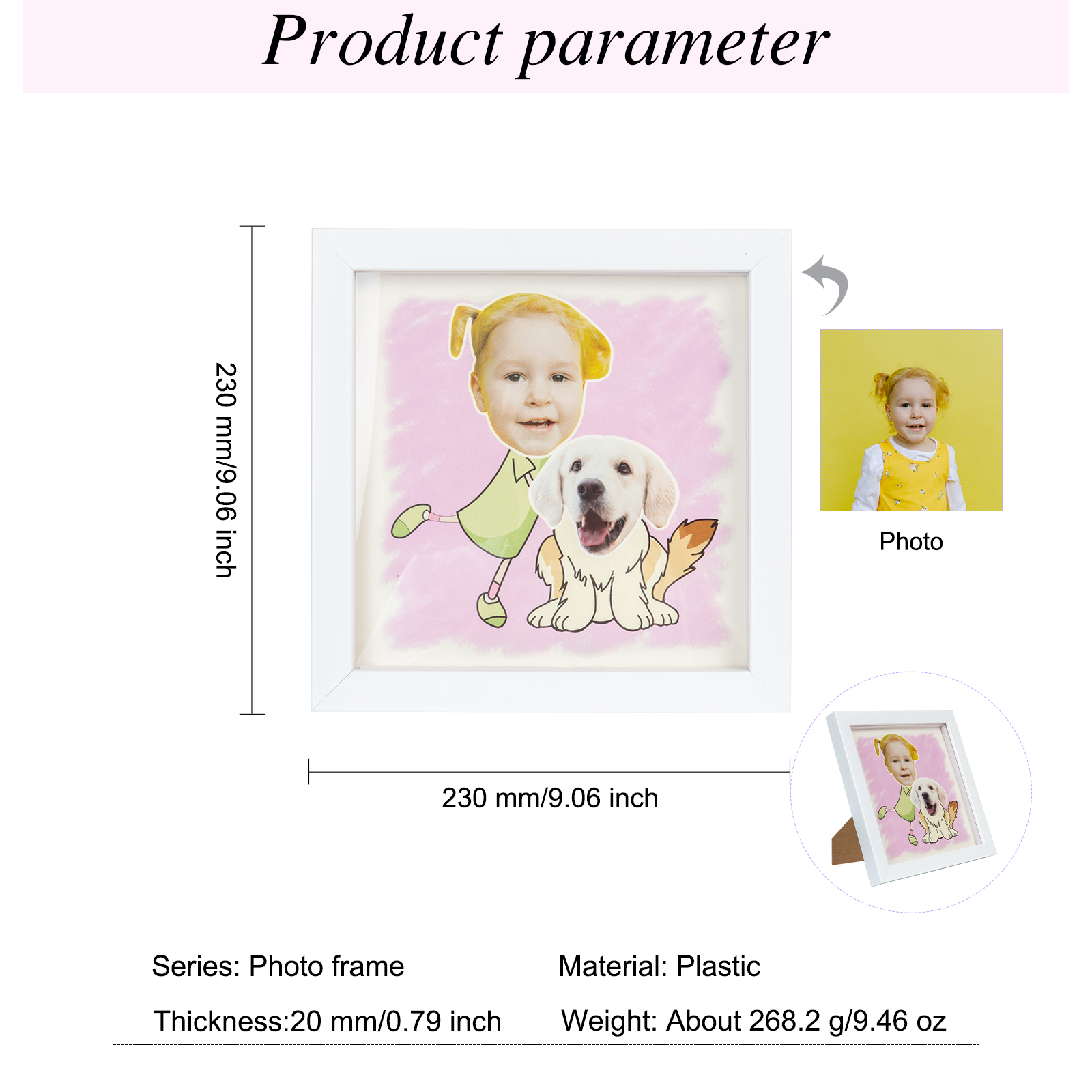 Personalised Couple Stereo Photo Frame With Dog-Jessemade AU