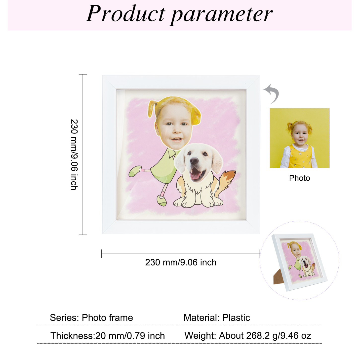 Personalised Couple Stereo Photo Frame With Dog-Jessemade AU