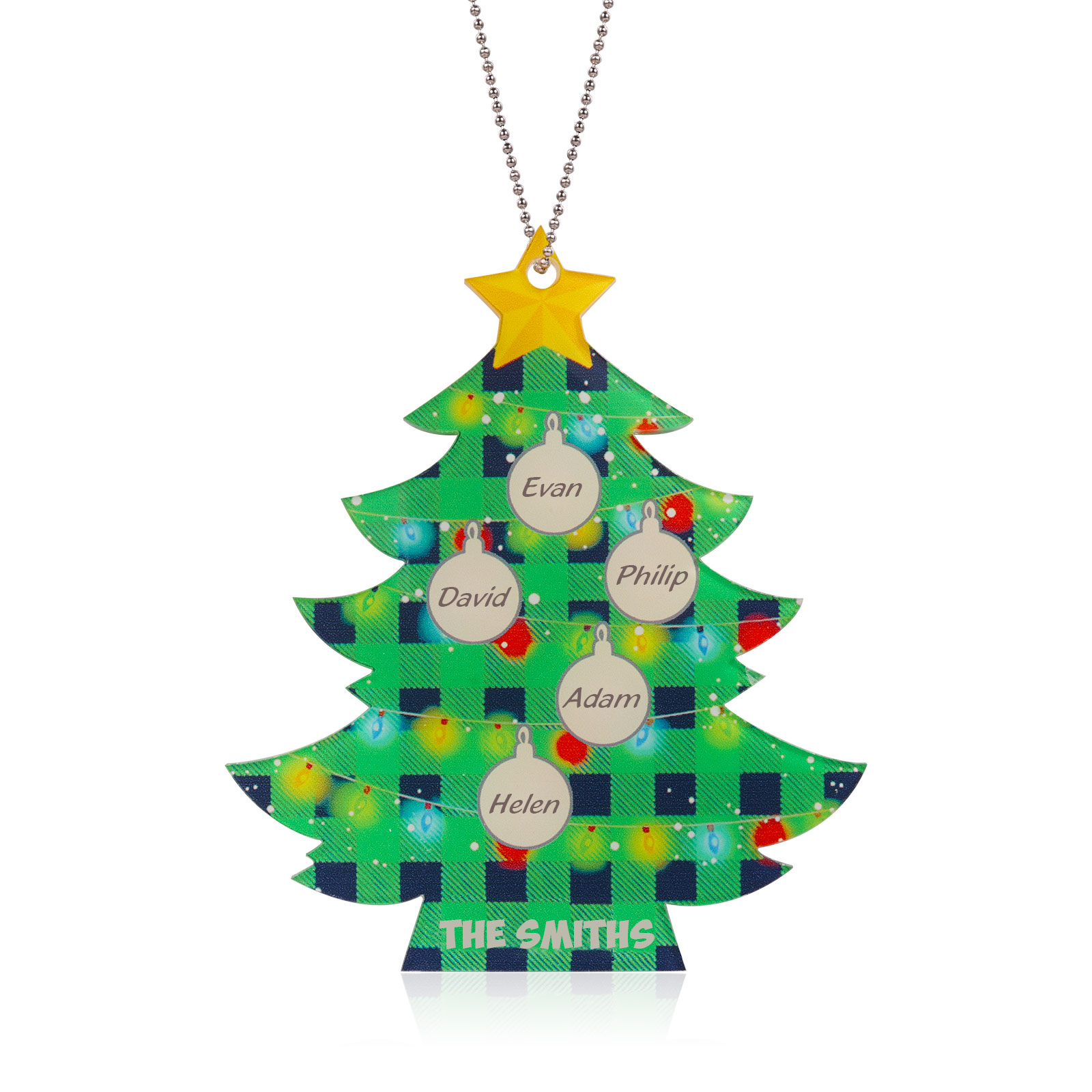 5 Names - Personalised Acrylic Christmas Tree Ornaments Customised Text & Name Xmas Pendant Gifts for Family Friends-Jessemade AU