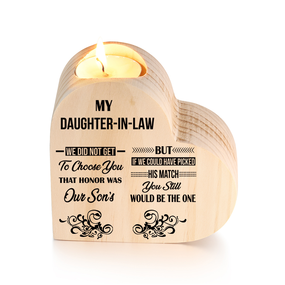 To My Daughter-in-law Wooden Heart Candle Holder "We did not get to choose you" Gifts For Daughter-Jessemade AU