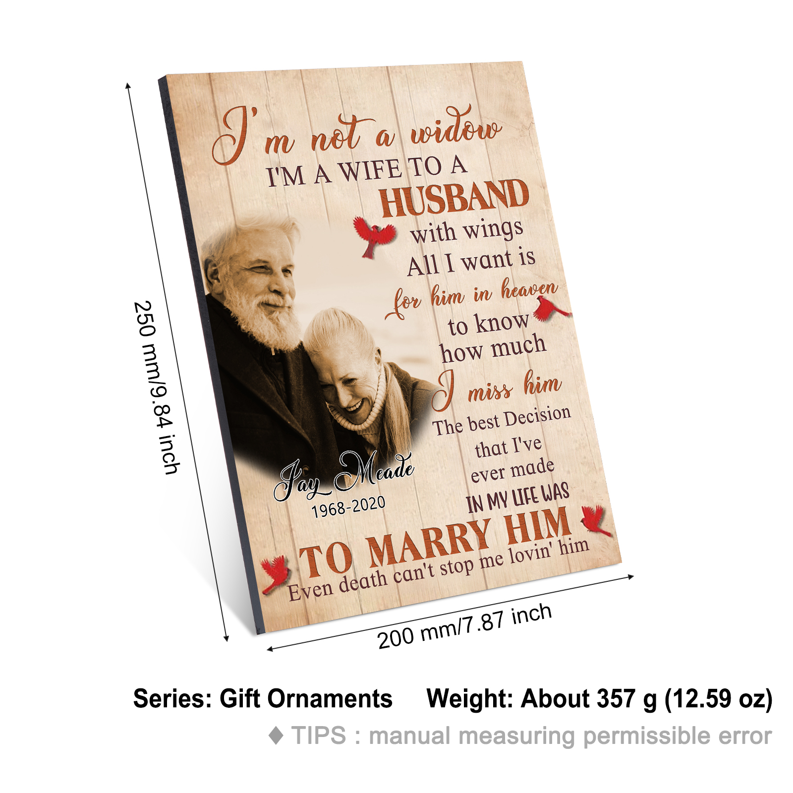 Memorial Wooden Plaque Custom Photo & Texts Art Decorations Picture Board Desktop Ornaments - I'm Not A Widow-Jessemade AU