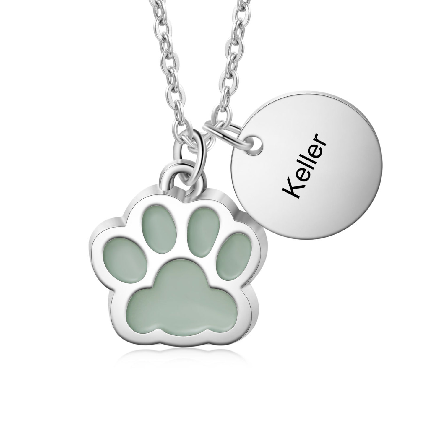 Personalised Dog Paw Pendant Necklace Customised Name Fluorescent Necklace Creative Gift for Her/Him-Jessemade AU