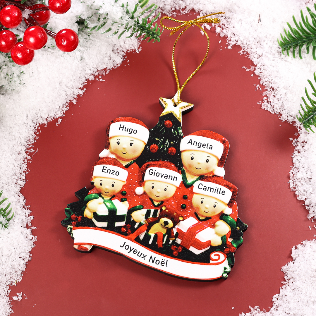 Personalised Christmas Tree Ornament Custom 5 Family Members Names Ornament-Jessemade AU