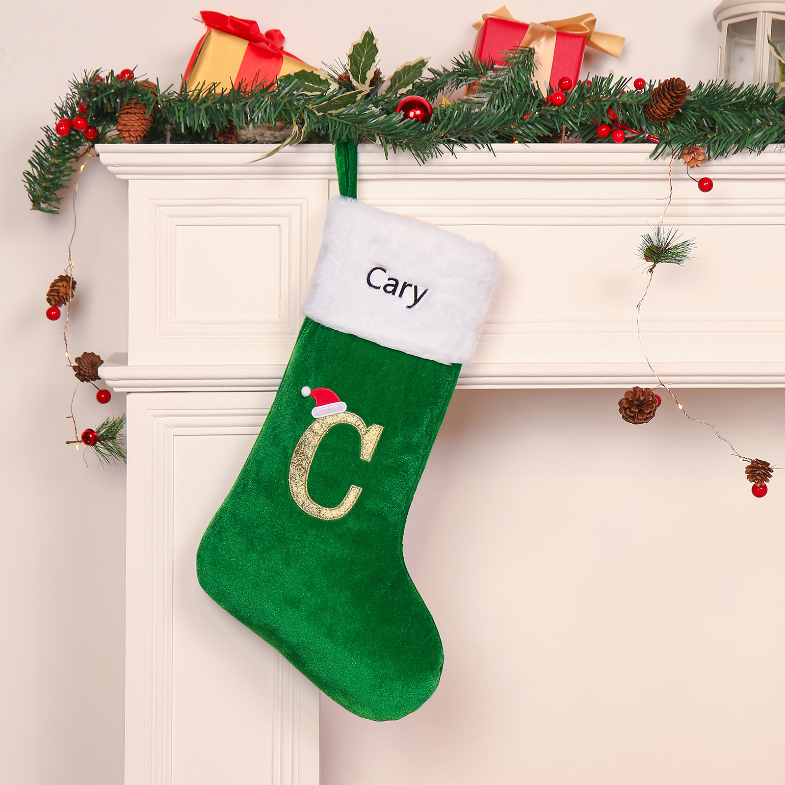 Christmas Letter Stockings Ornaments Custom 1 Name Fireplace Sock Decor Personalised Gifts for Family Friends-Jessemade AU