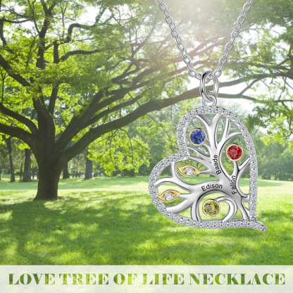 Personalised Family Tree Necklace With 3 Birthstones Custom Names Best Gift For Mother-Jessemade AU