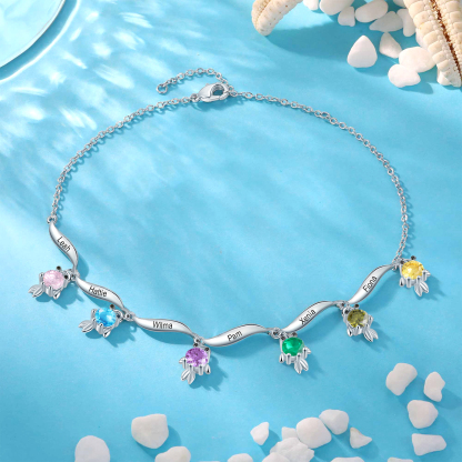 6 Names - Personalised Women's Anklet Customised Birthstones & Names Anklet Fish Anklet Birthday Gift for Her-Jessemade AU