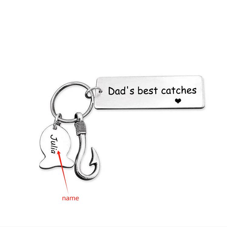 Personalised 1 Name Keychain Fish Charms Keychain Gifts For Daddy - Dad's best catches-Jessemade AU