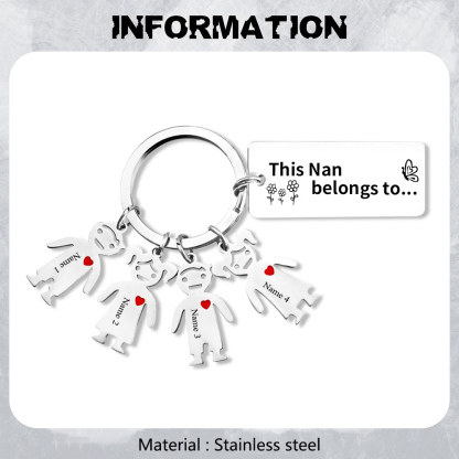 4 Names - Personalised Keychain with Kid Charms Engraved Names Keychain Mother's Day Gift for Mum/Nan-Jessemade AU