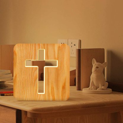 Cross Wooden Night Light-Jessemade AU