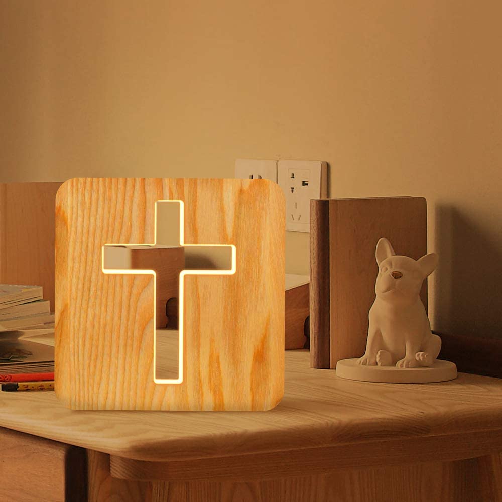Cross Wooden Night Light-Jessemade AU