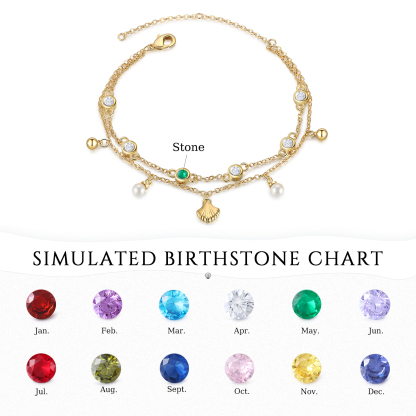 Personalised Women's Bracelet Custom 1 Birthstone Bracelet Gold Adjustable Bracelet Birthday Gift for Her-Jessemade AU